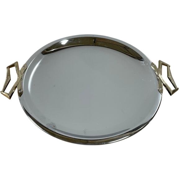 Kromex Round Metal Aluminum Chrome Service Tray 14 Inch Good Used Condition - Picture 1 of 7